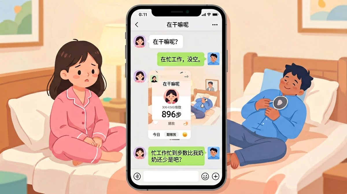 他说在忙工作，结果微信步数比我奶奶还少