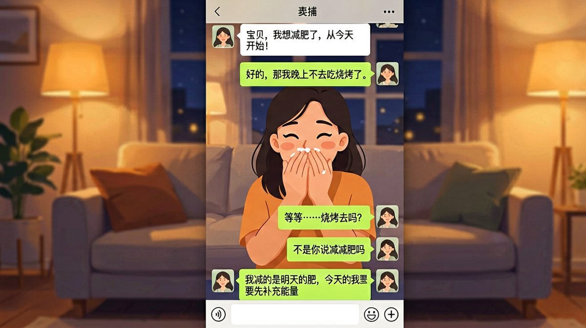 她说减的是明天的肥，今天的要补充能量