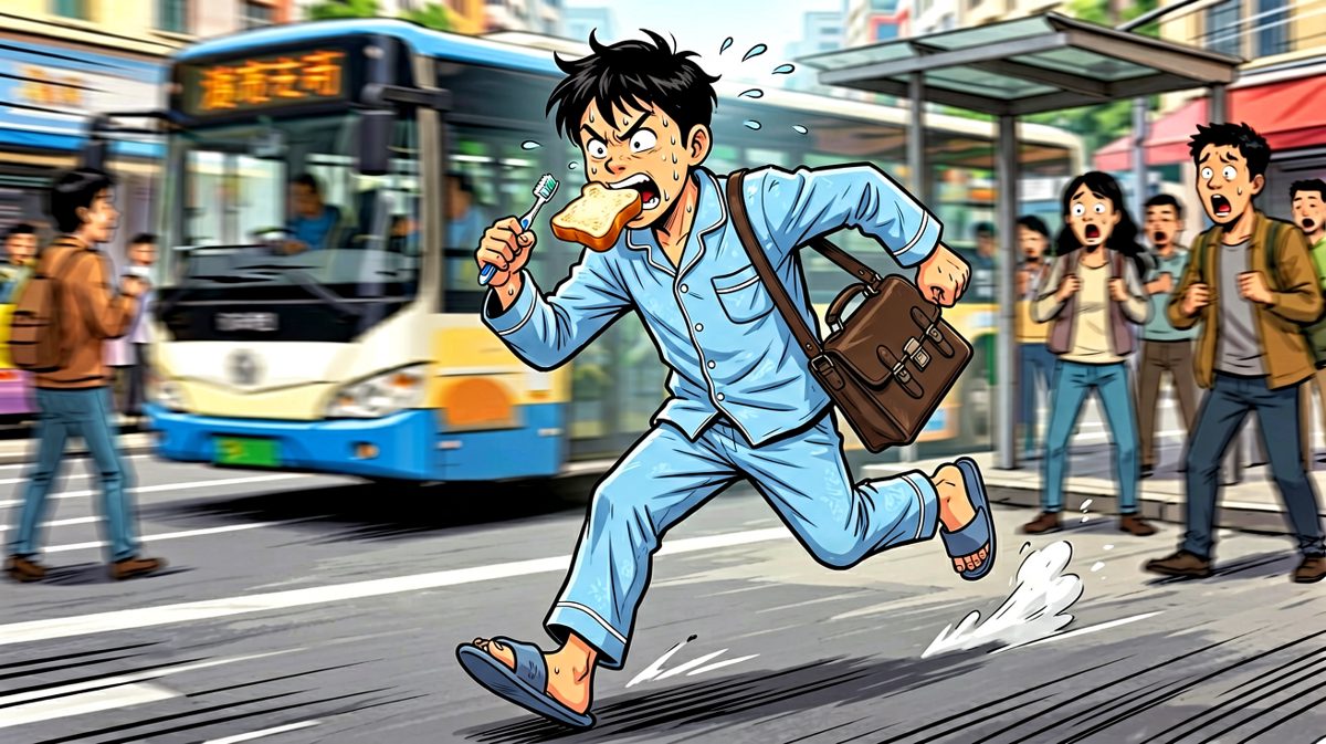 一路狂奔去公司，小明的人生第一次如此拼。