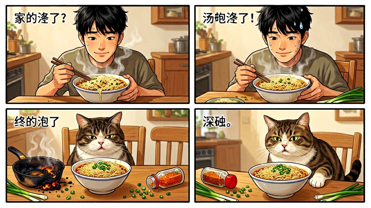 猫：这玩意儿也配叫泡面？