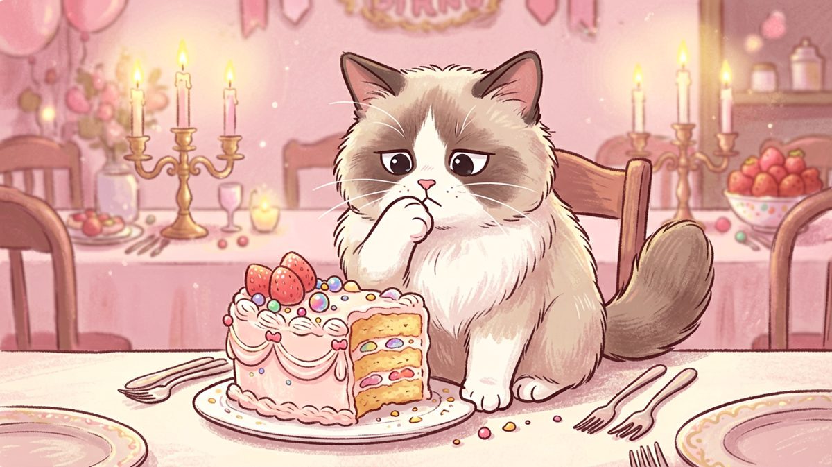 猫：寿星的蛋糕嘛，尝尝不算偷