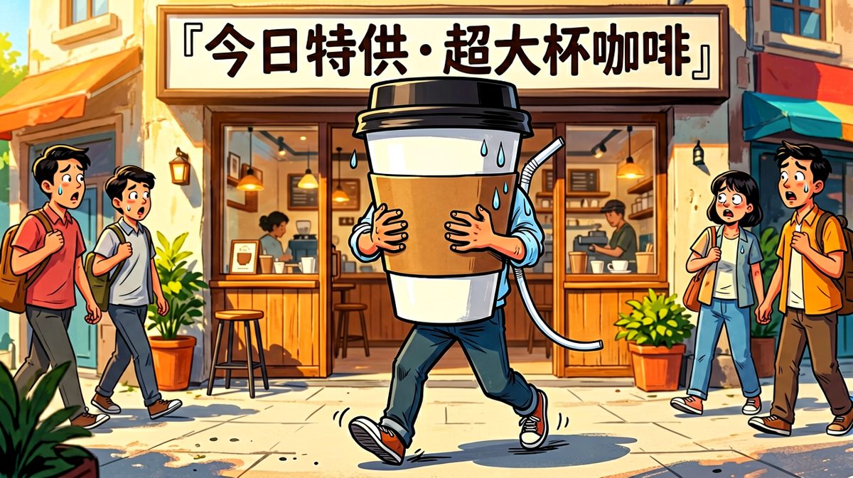 捧着比脸还大的咖啡杯，打工人狼狈地走回工位。