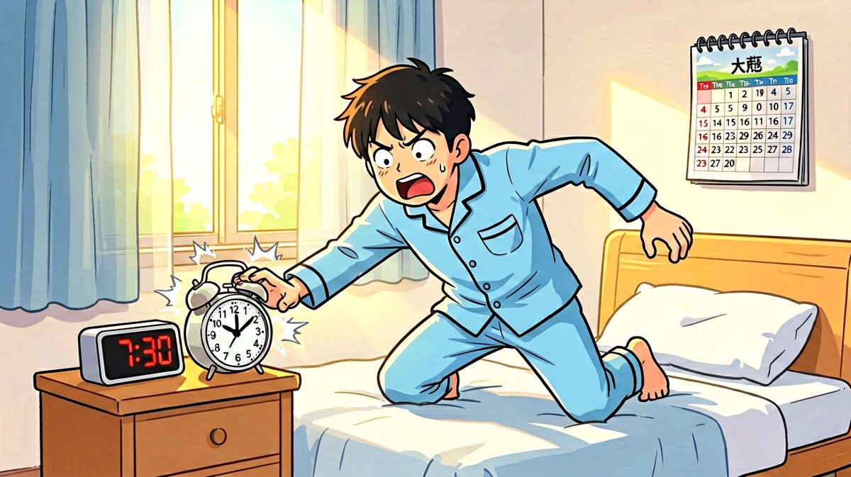 闹钟没响！上班要迟到了！
