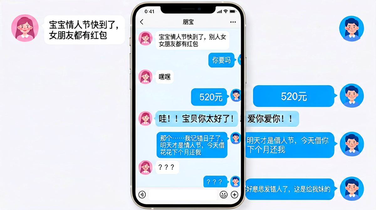 情人节红包发错人，女生心态崩了