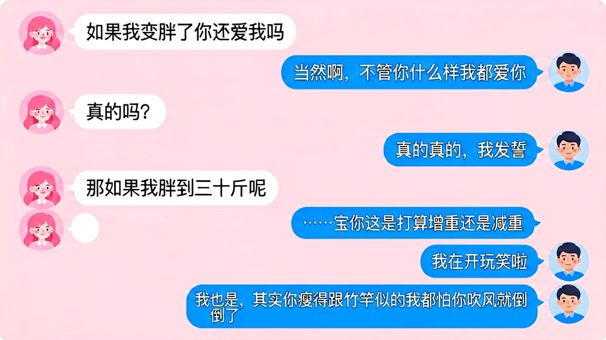 '如果我变胖了你还爱我吗'经典送命题反转
