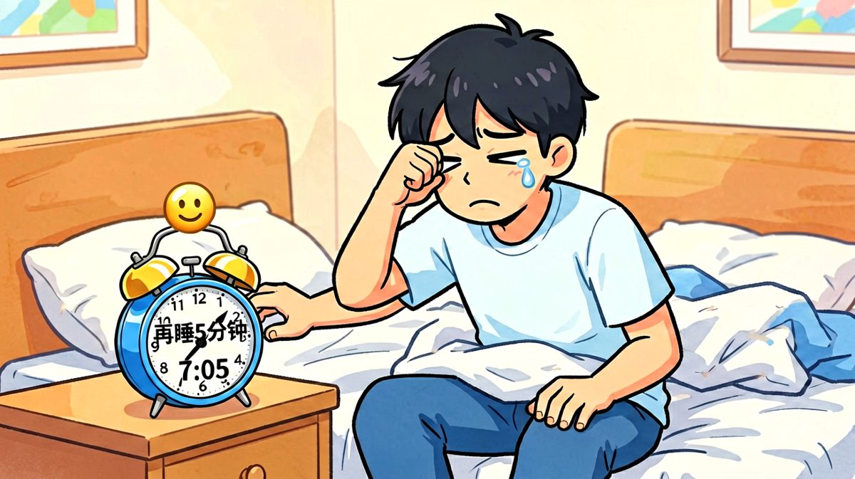 艰难起床与闹钟博弈，多睡五分钟