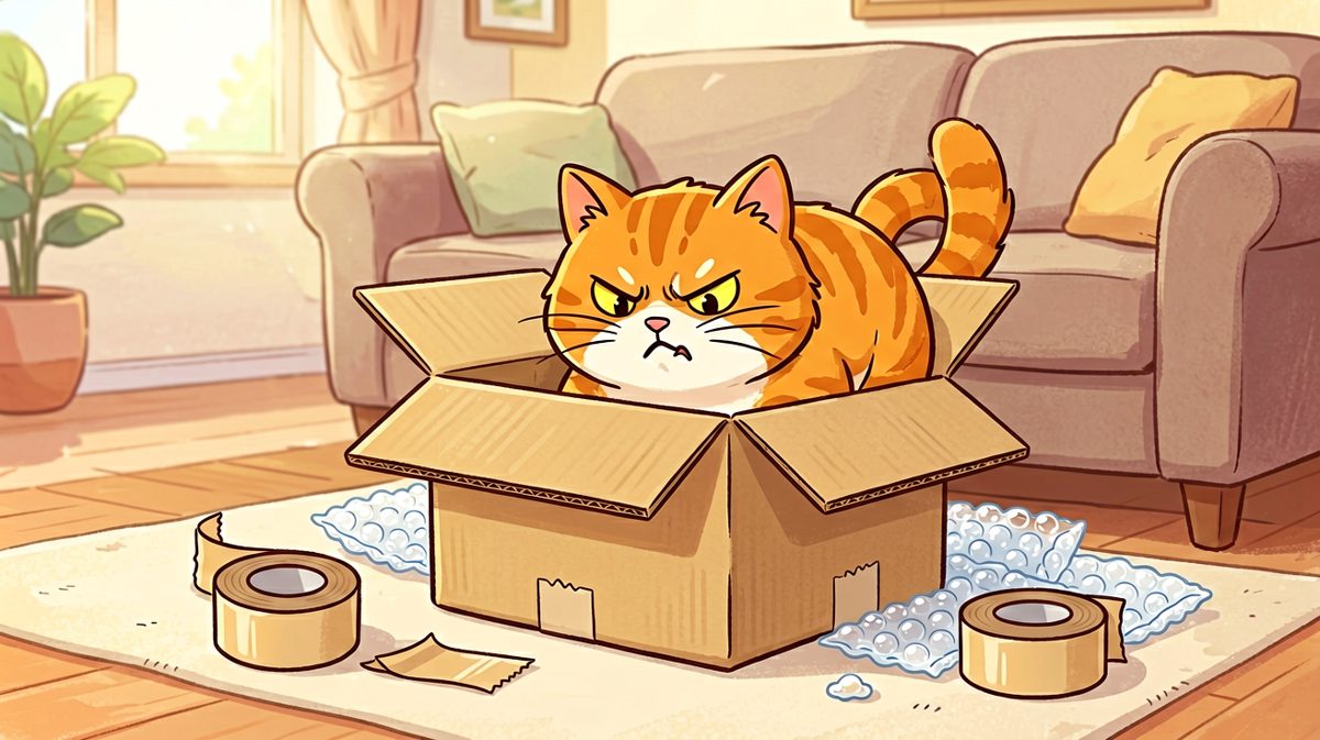 猫：只要我够努力，小箱子也能装下我这一身骄傲。