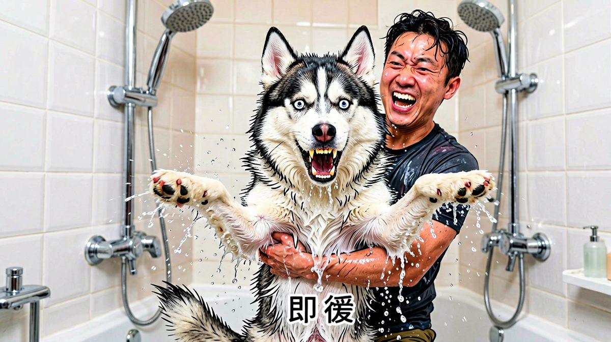 哈士奇：救命啊！这不是我的洗澡方式！