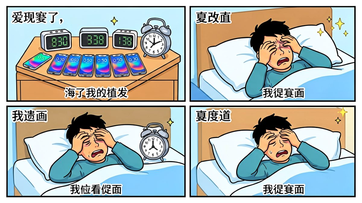 主角睡前给所有闹钟都设好了起床时间