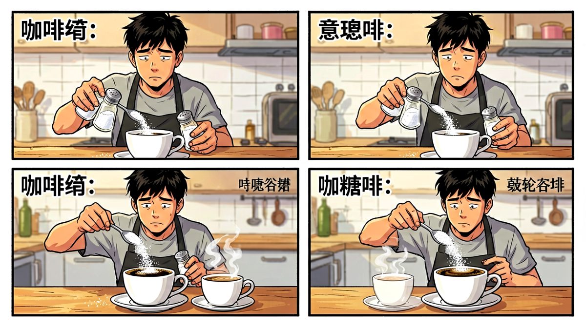 睡迷糊了，把盐当成了糖