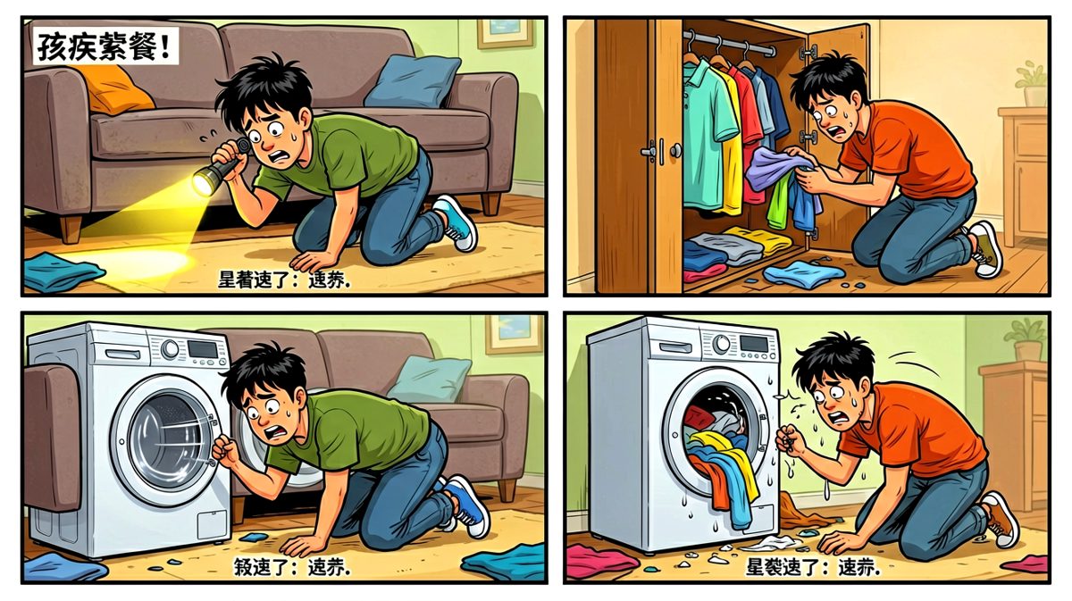 沙发底、衣柜、洗衣机——全翻遍了还是没有！