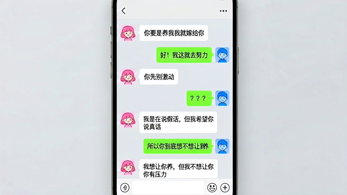 一句「我养你」把男生逼到崩溃边缘