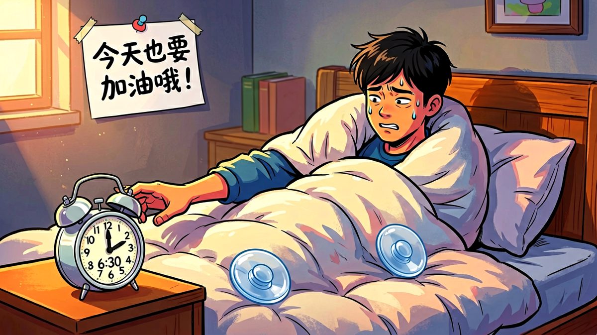 闹钟响了，被子却像焊死在身上一样，根本起不来