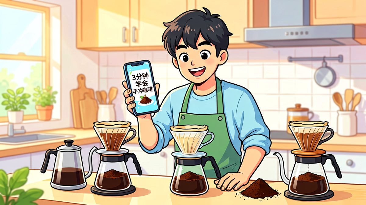 新手自信满满准备挑战手冲咖啡