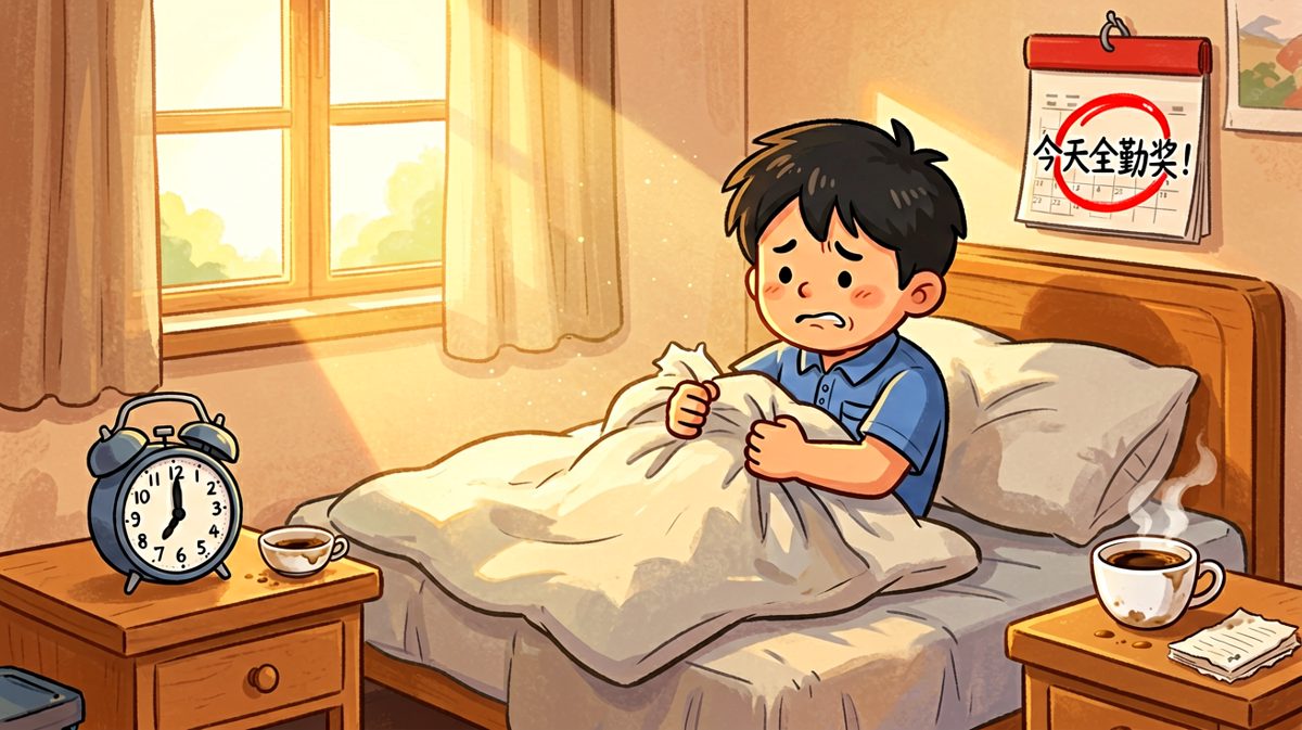 闹钟响了，但小明选择了与被子同归于尽