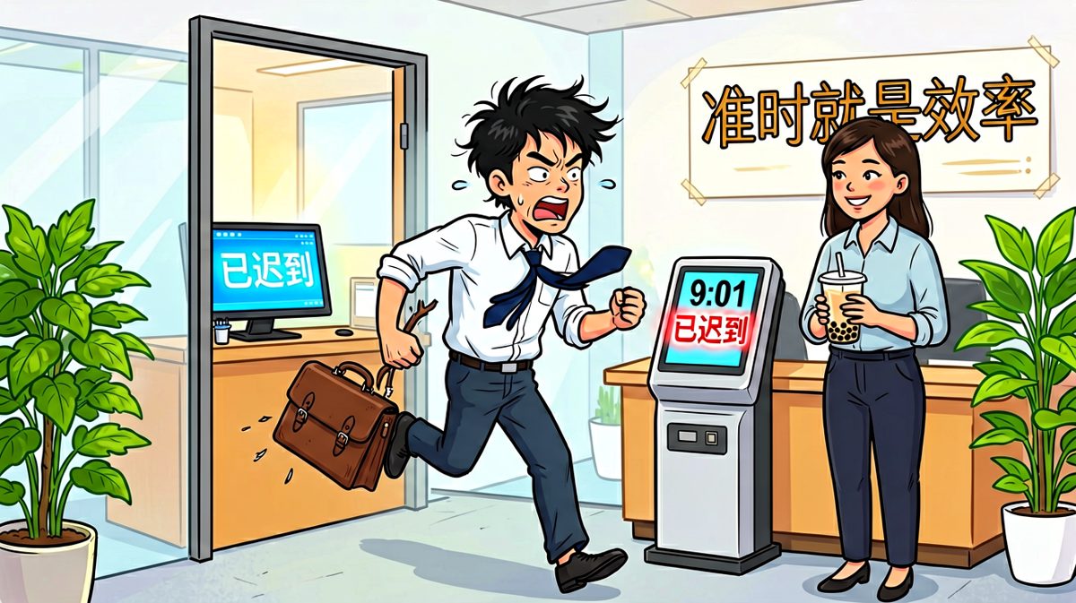 冲到公司，打卡机的数字给了小明致命一击