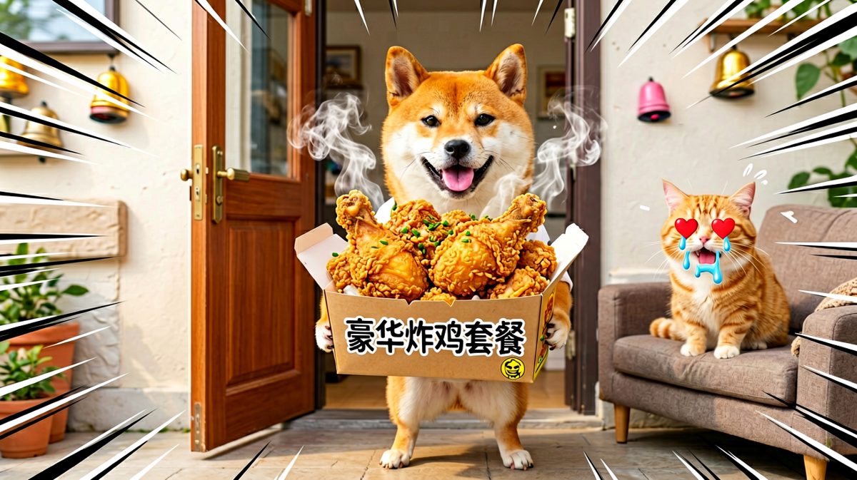 外卖小哥送来炸鸡，减肥猫瞬间破防