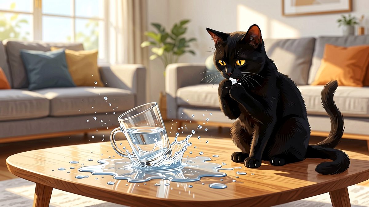 猫：是杯子先动的手，我只是正当防卫。