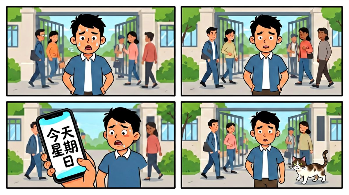 冲到公司发现今天是周日——白跑了。