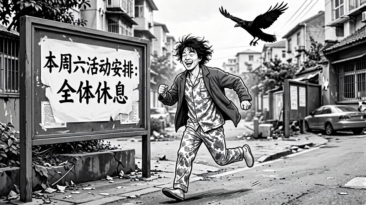 主角冲出门才发现——今天原来是周六！白忙活了！
