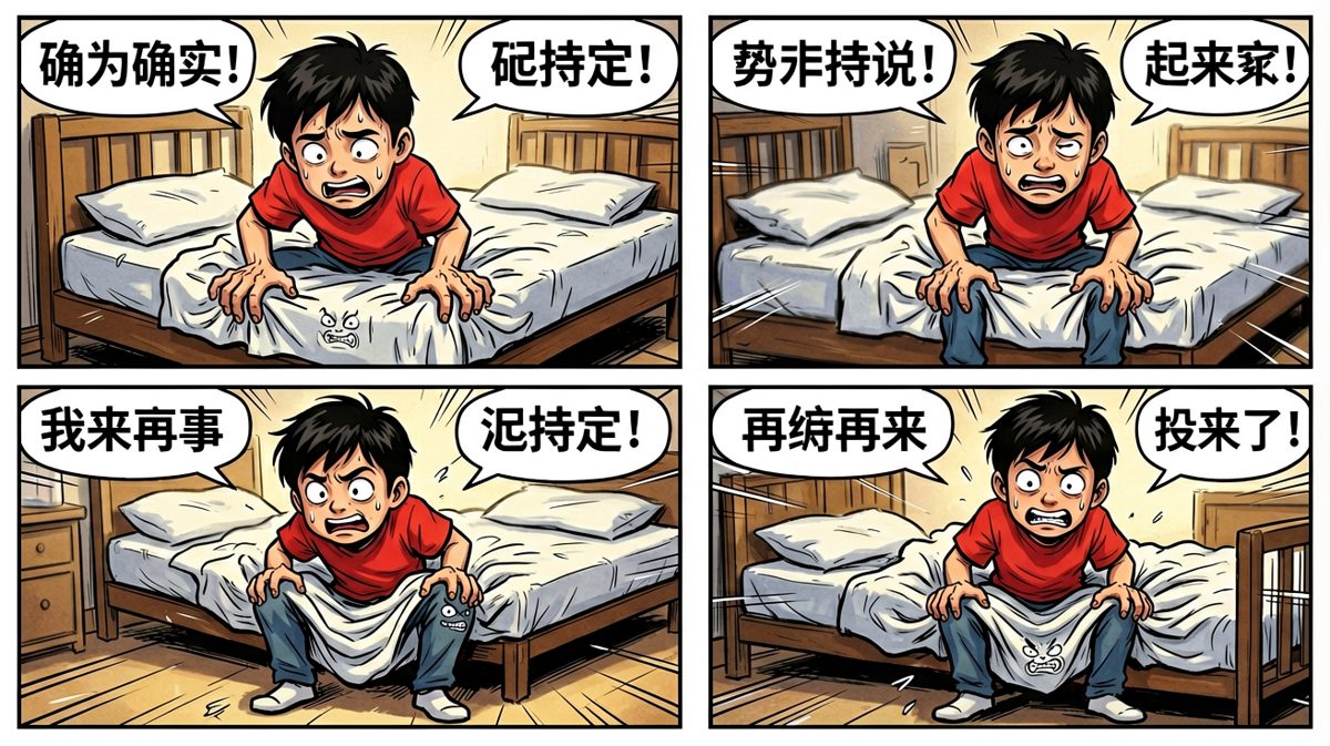 被子施展'封印术'，小明被拽回床上