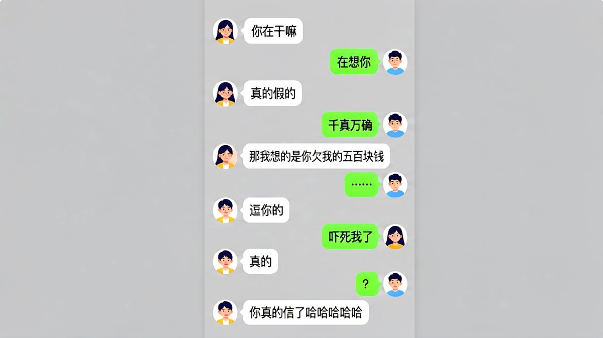 男生深情表白'在想你'，女生反转说是想让他还钱，最后真相是纯搞笑