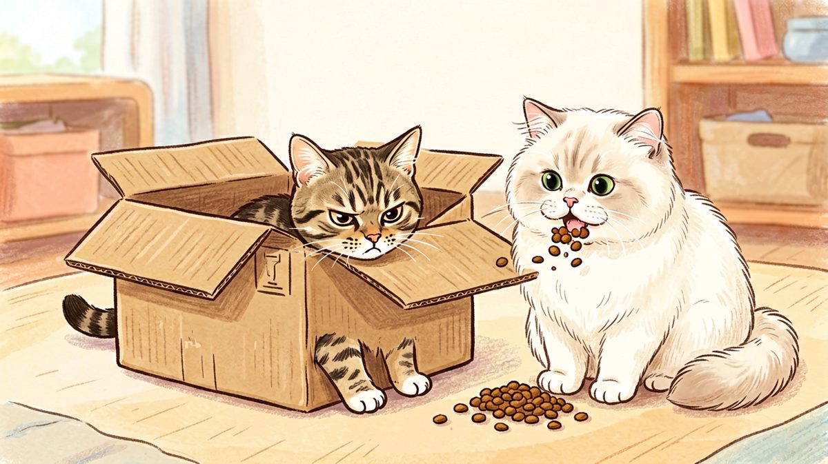 虎斑猫：只要我足够努力，这个盒子就是我的家。