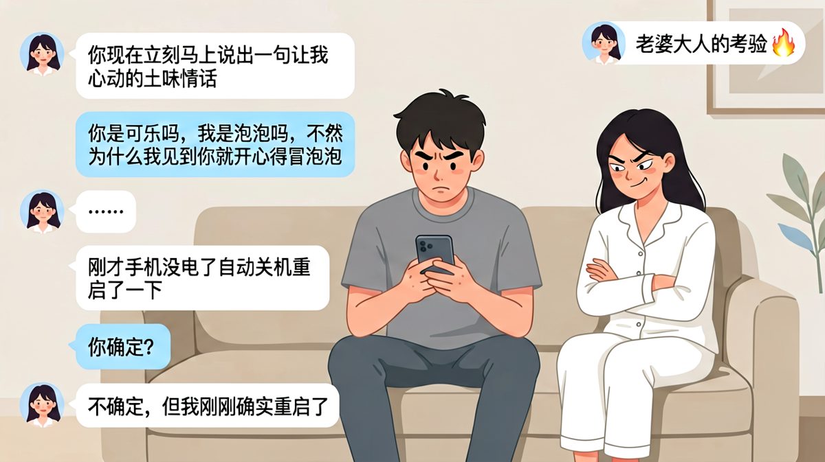 他用手机没电当借口逃避土味情话，却被女生当场拆穿重启两次的bug