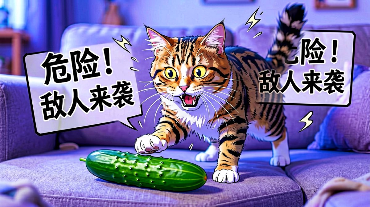 猫咪：我以为沙发上长出了一条绿色的龙。