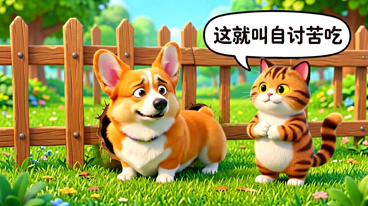 柯基：我不是不想出来，我是在测试栅栏的质量。
