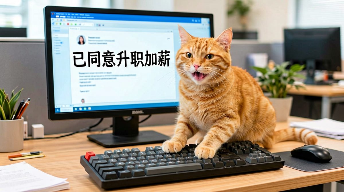 猫咪代笔写邮件，老板看后当场升职加薪。