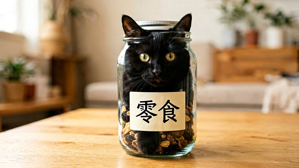 黑猫坚信只要钻进去就能变成猫罐头。