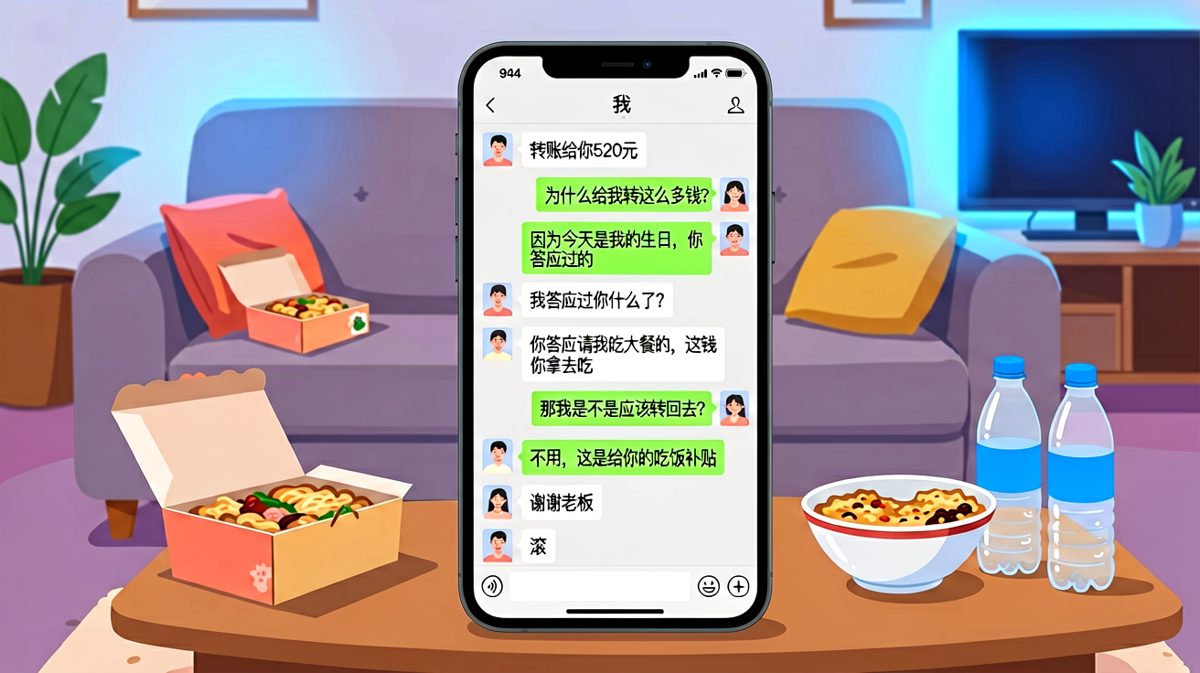 女友转520让男友请吃饭，男友反手就要转账