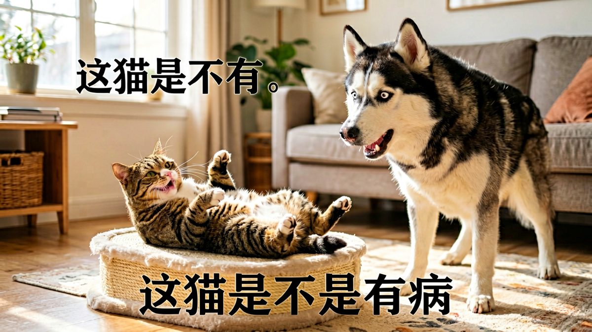 「生活就该如此潇洒——猫：狗子你不懂」