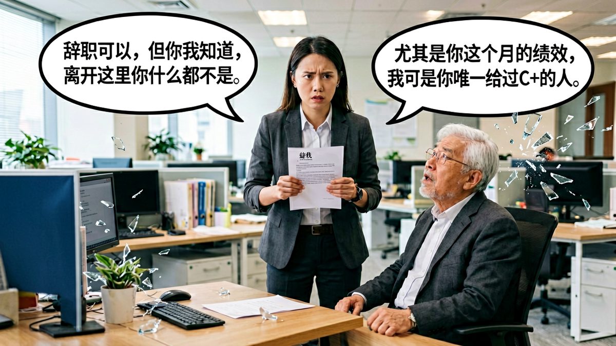 员工试图有尊严地辞职，被老板一句话破防。