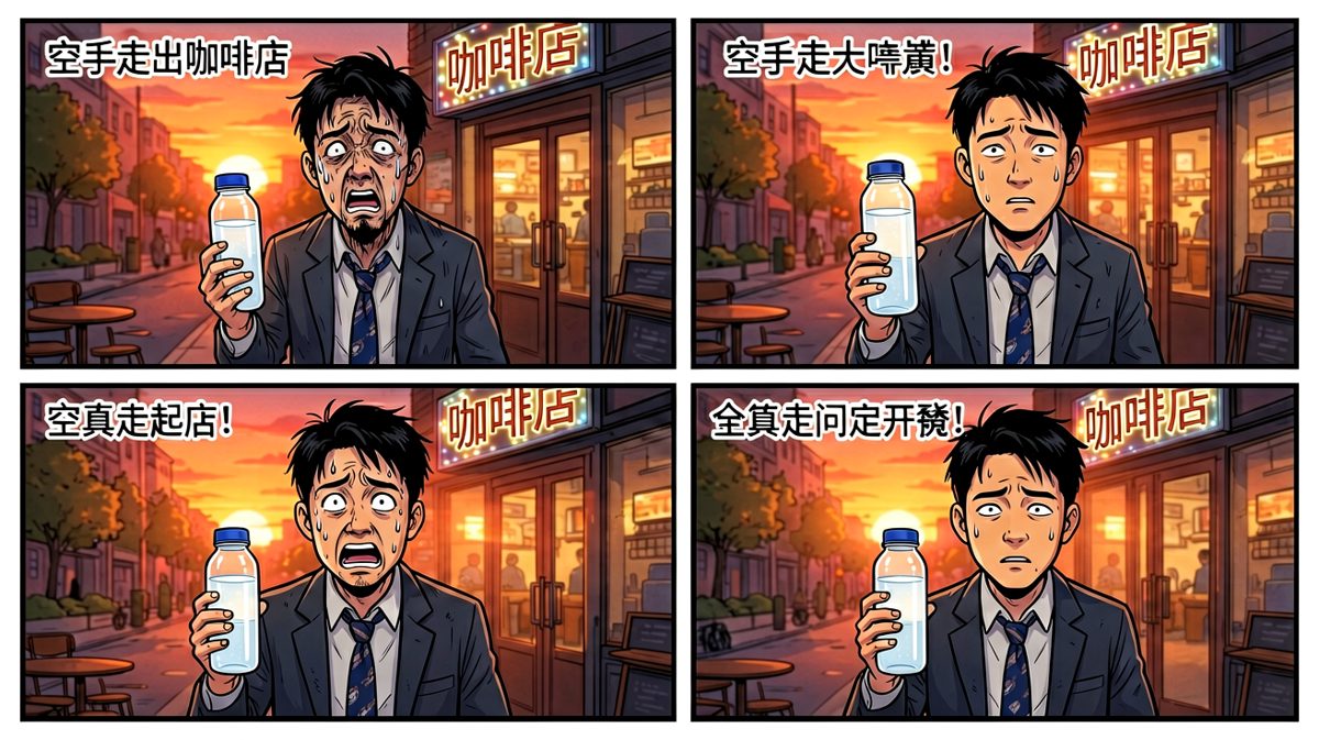 最终选择只喝了杯白水，尴尬离场
