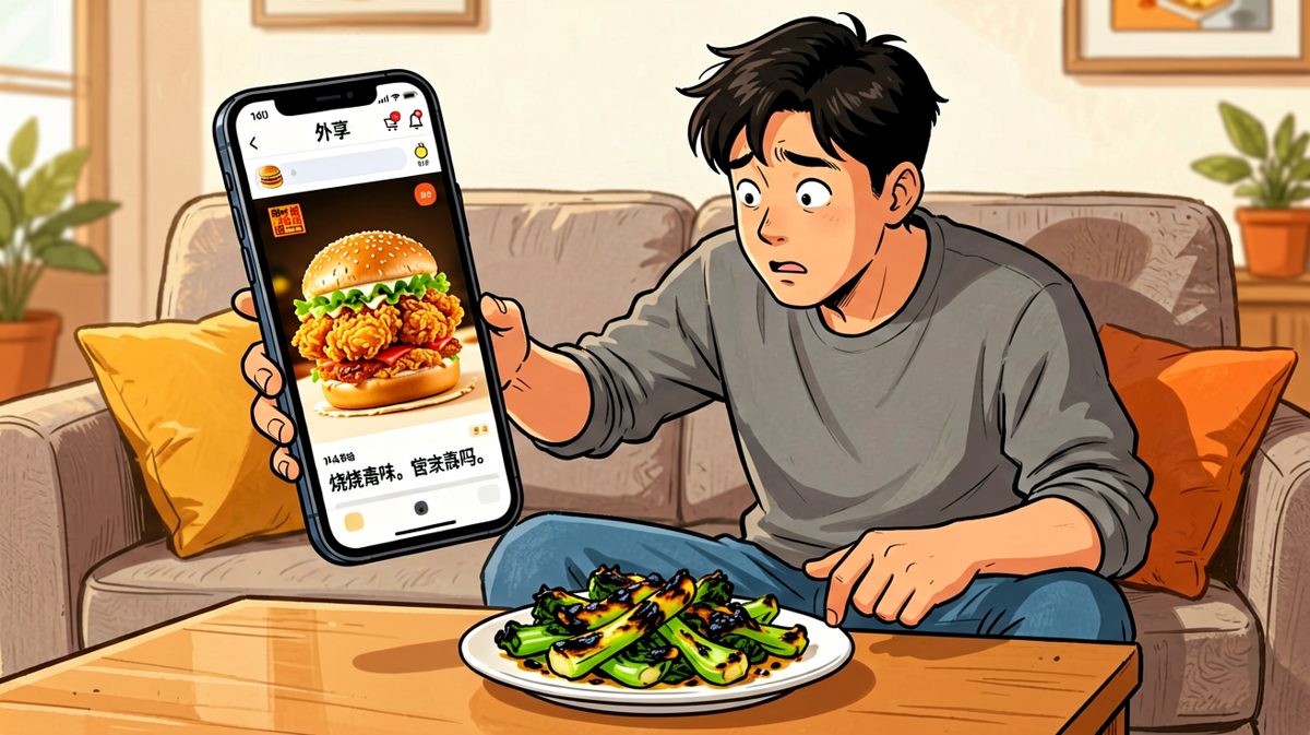 第3格：外卖的诱惑让理智崩塌