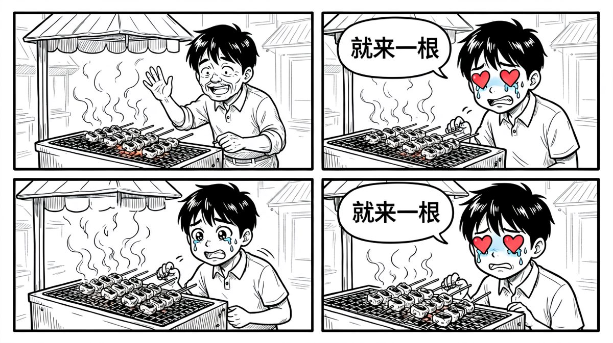 然而晚上路过烧烤摊……