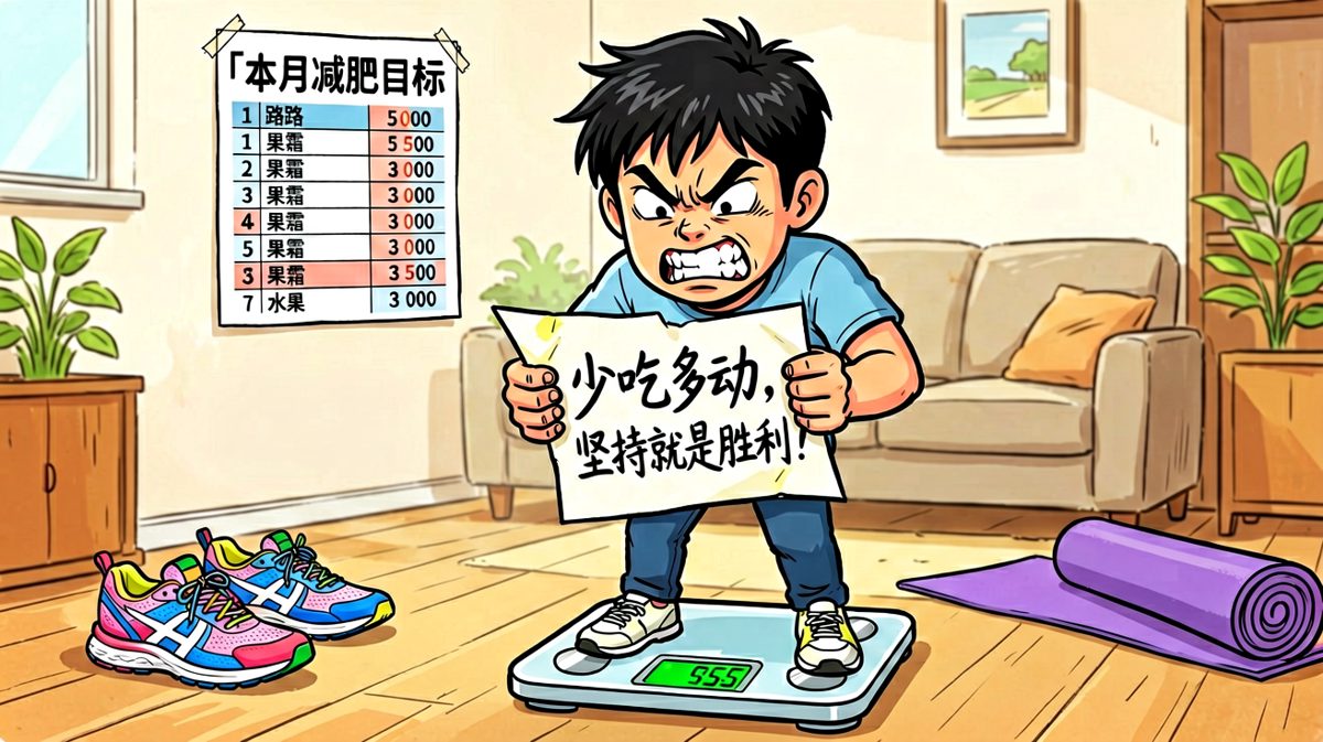 主角立下减肥誓言，决心改变人生。