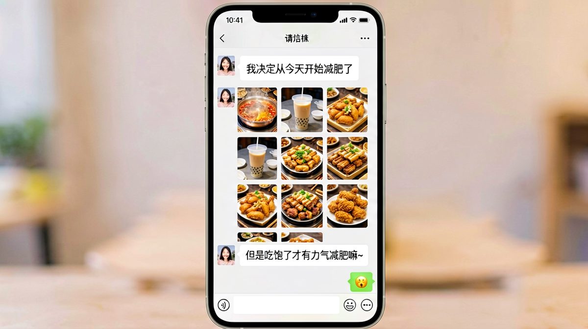 减肥宣言三连反转：决心→美食轰炸→男友无语