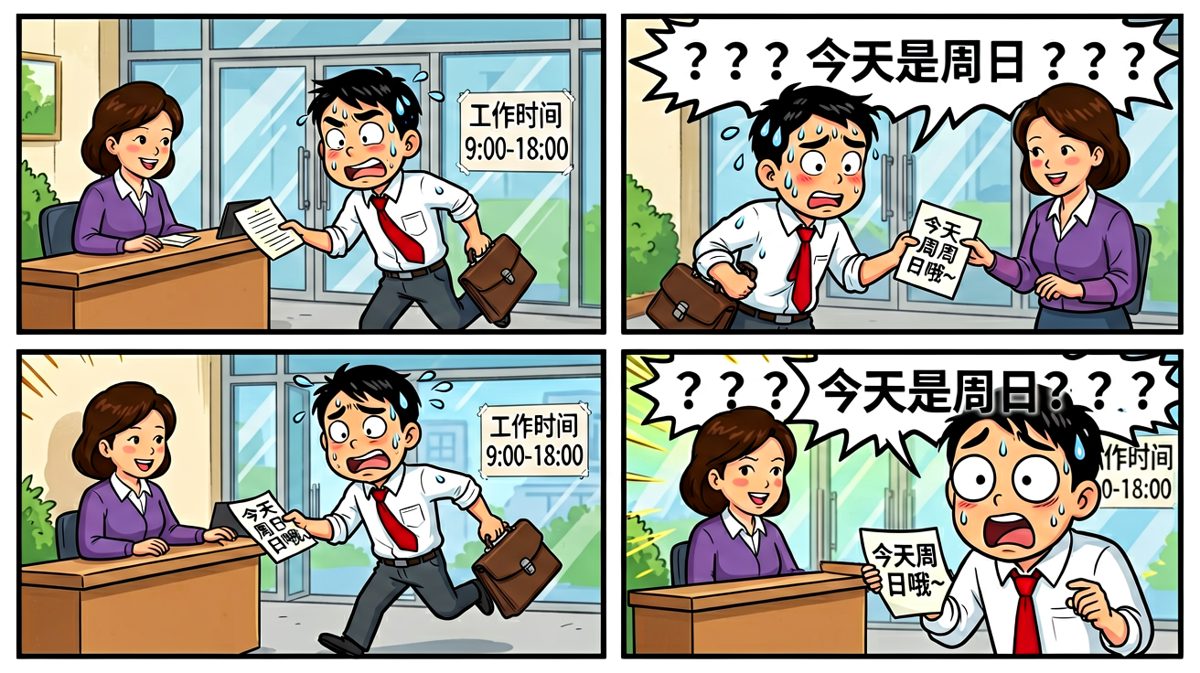 冲到公司才发现今天是周日
