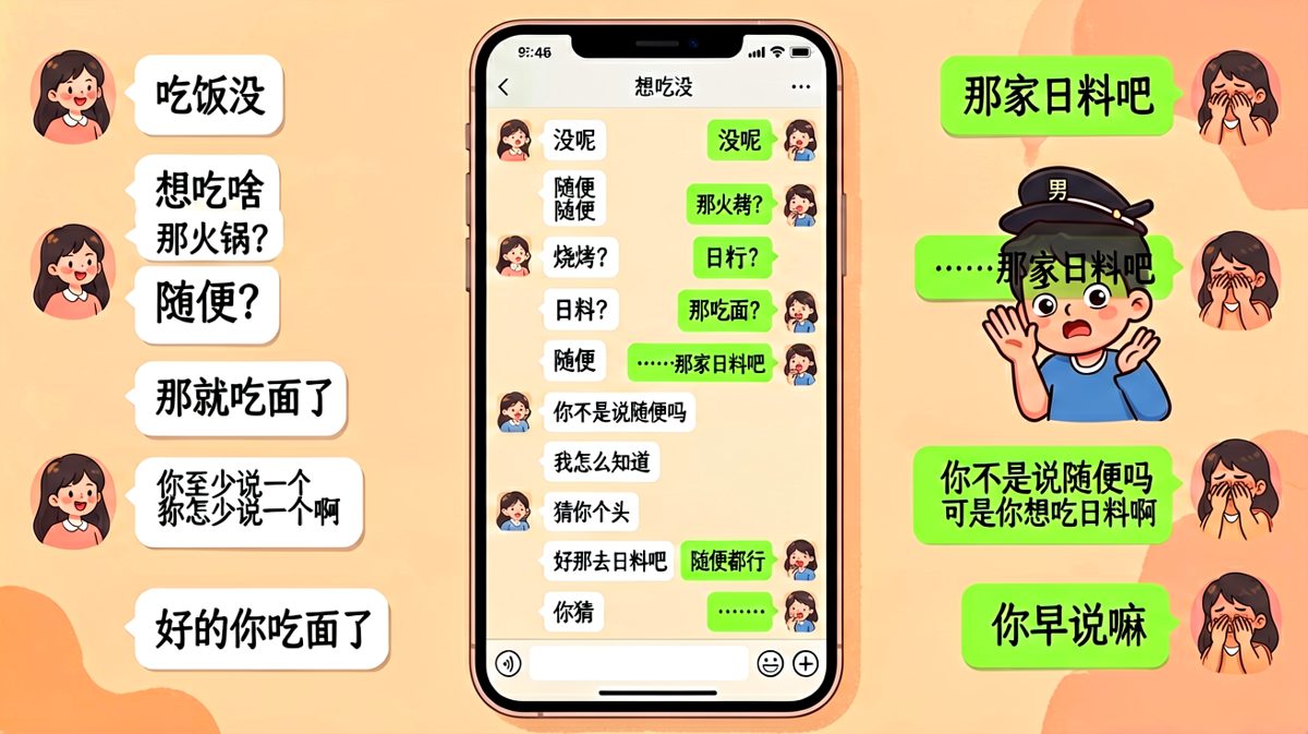 【随便悖论】女生无限循环「随便」，男生崩溃后精准拿捏了她的真实想法