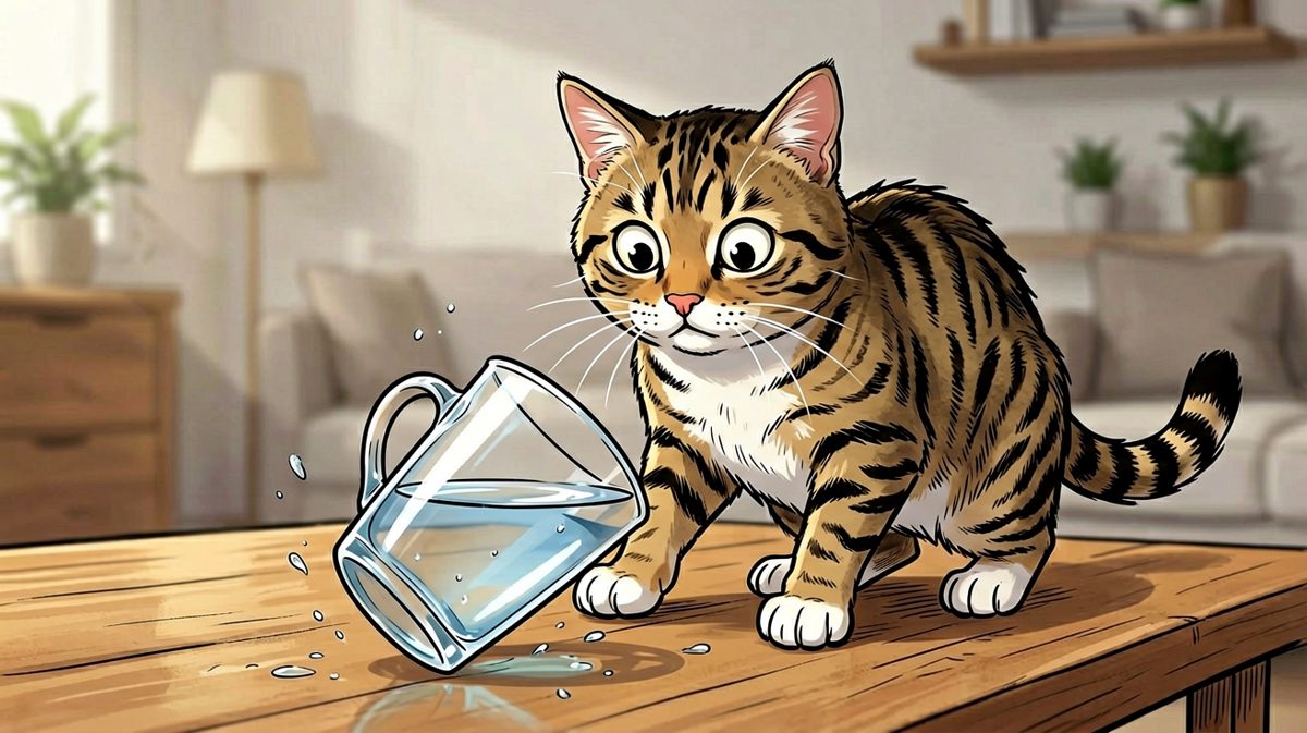 猫：不是我推的，是它自己没站稳的。