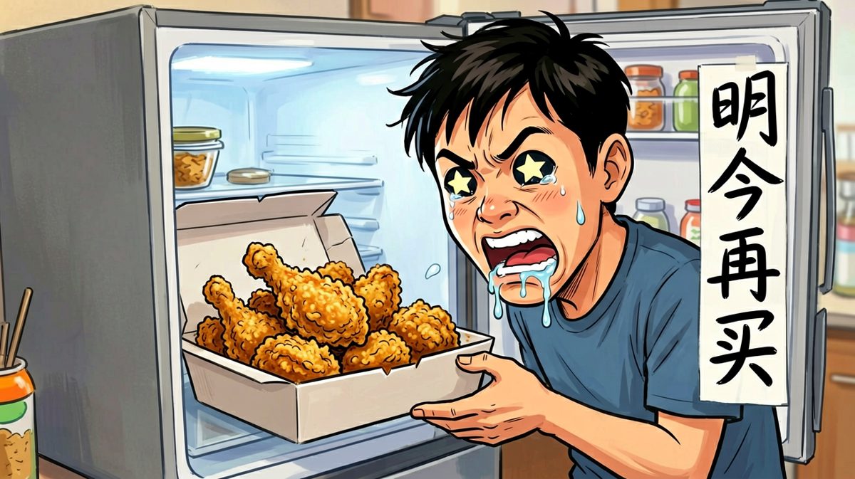 第二天：炸鸡它自己跑进冰箱里的……