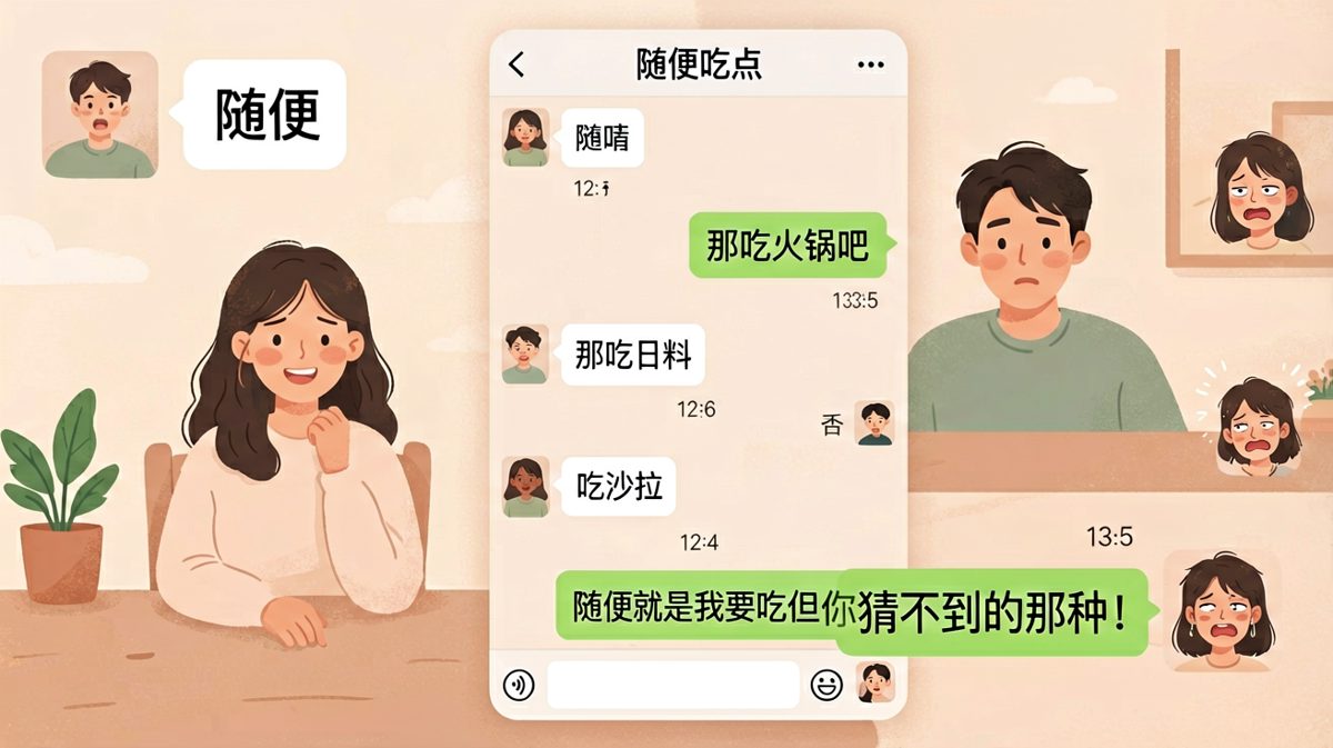 男生试图猜中'随便'却全军覆没的经典惨案
