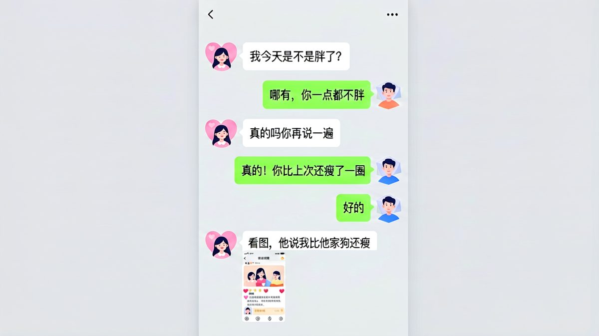 女生问胖不胖，男生求生欲满分，结果截屏发闺蜜群