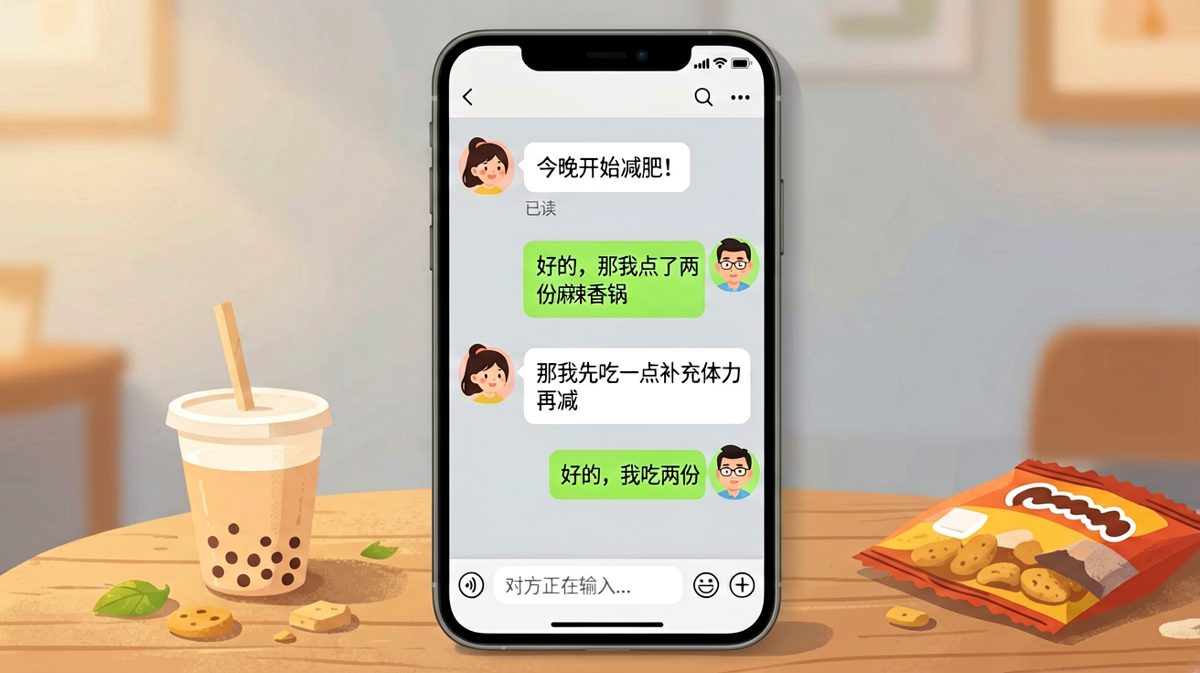 减肥宣言刚发出去，男方点外卖的回复让她破防