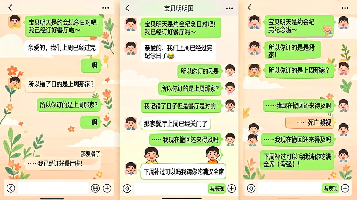 '纪念日记错'是情侣聊天中最硬核的反转