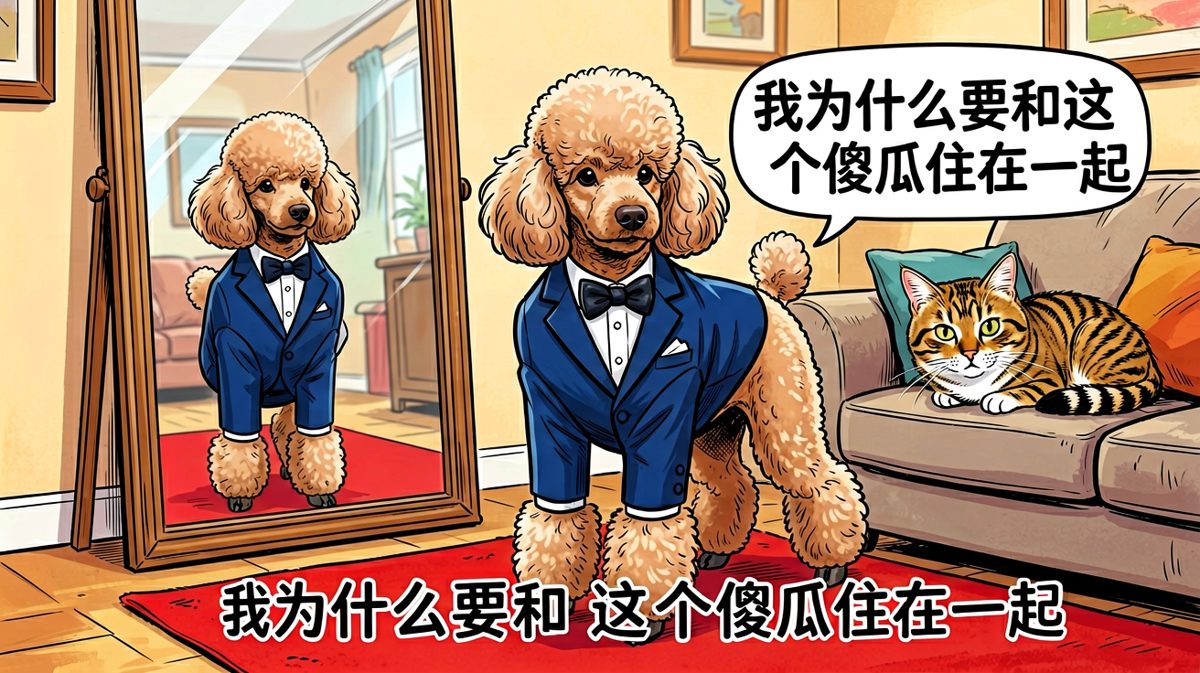 狗：今天也是帅气逼人的一天。猫：我选择死亡。
