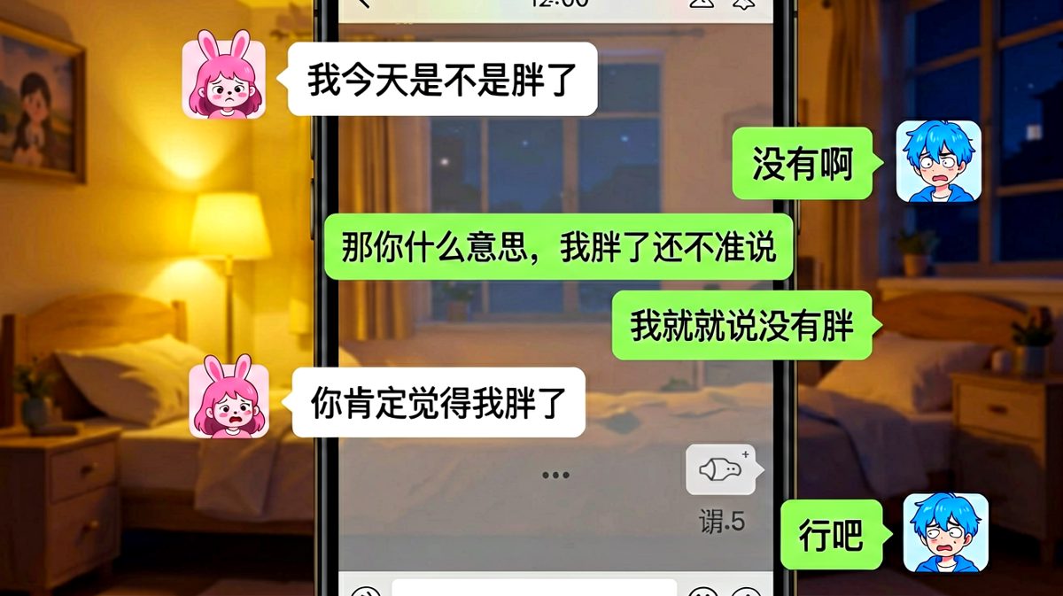 送命题'我胖了吗'的死亡循环，男生每句话都是踩雷现场。